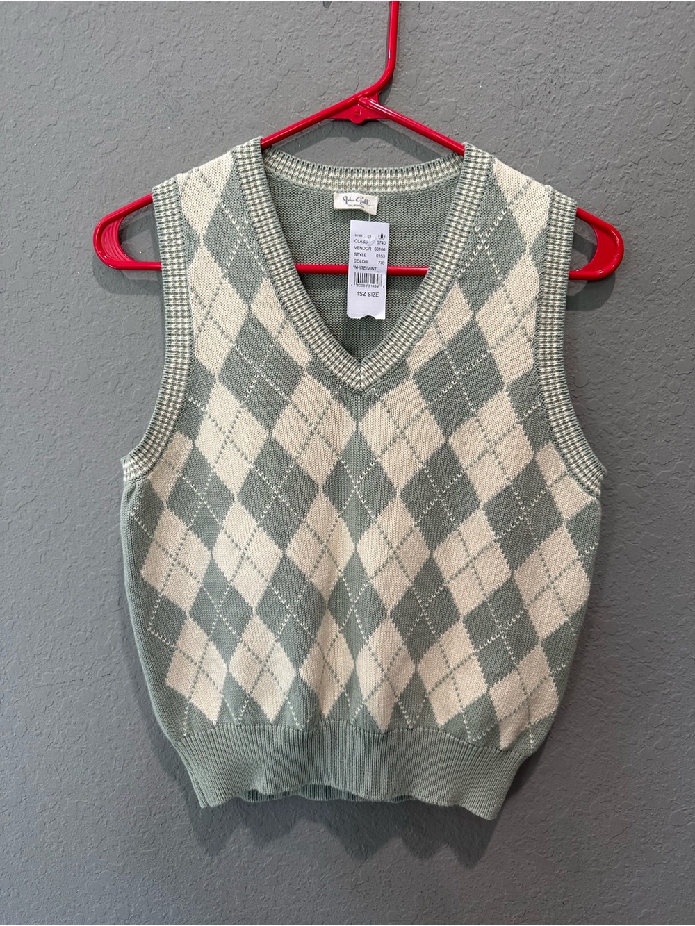 John Galt Pacsun Argyle sleeveless sweater OS NWT